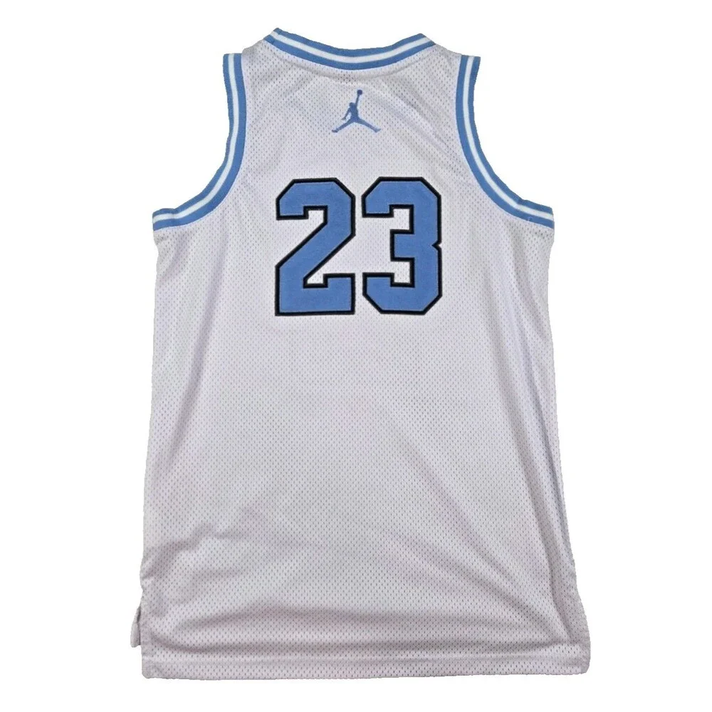 Boys Air Jordan #23 Basketball Jersey White Carolina Blue Youth Large 12-13 Yrs